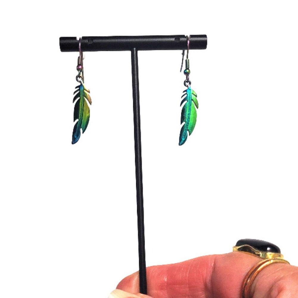 Green Leaf Prism Earrings